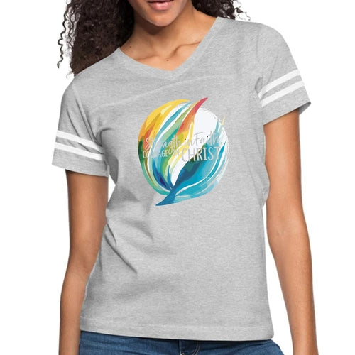 Womens Vintage Sport Graphic T-shirt, Strength In Faith, Courage