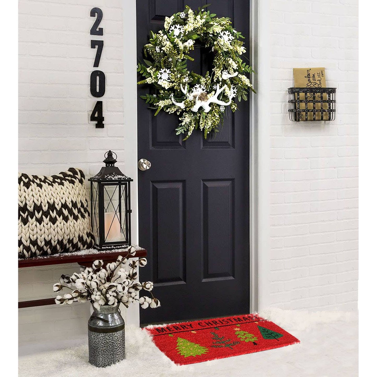 RugSmith Multi Xmas Tree Merry Christmas Doormat, 18" x 30"Heart