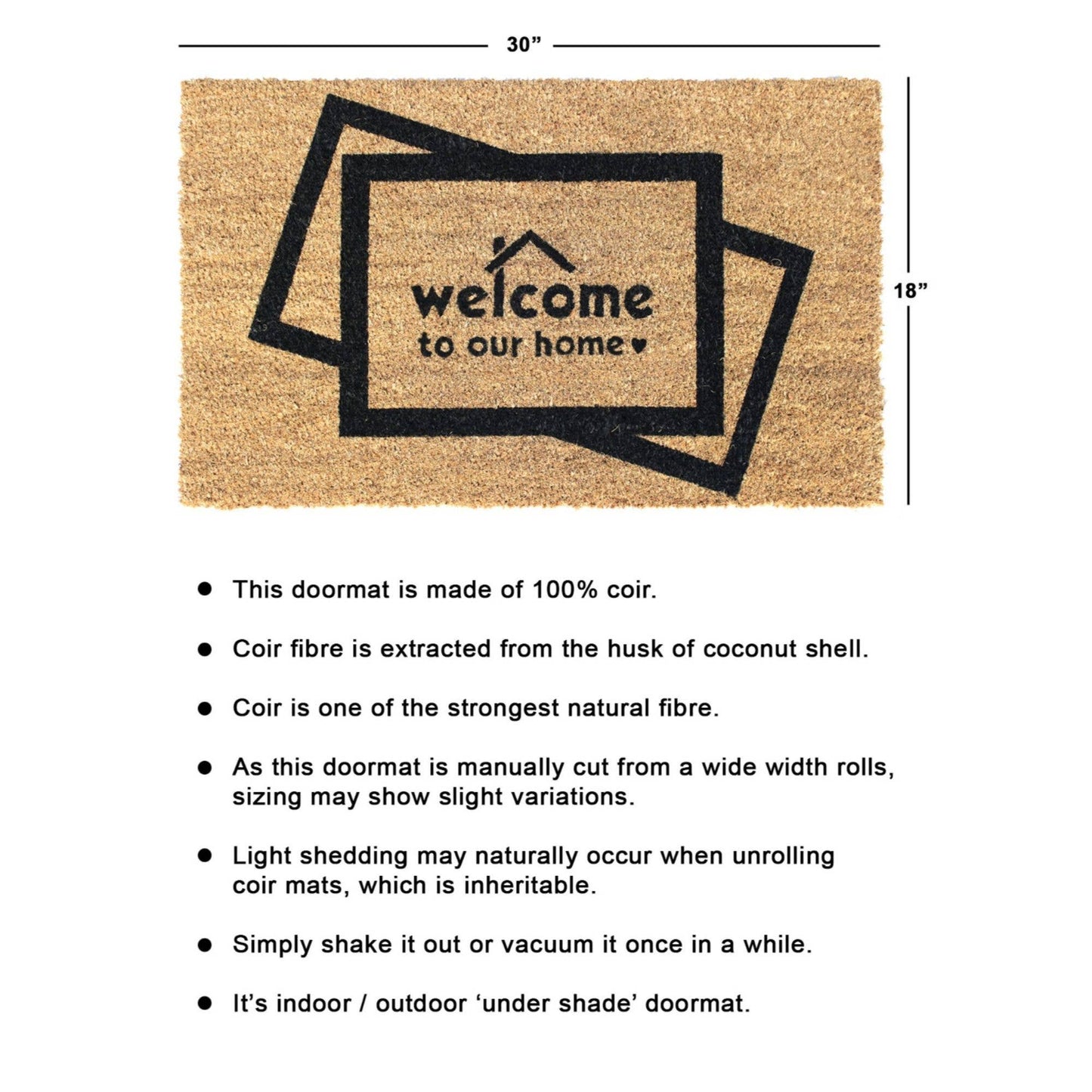 RugSmith Welcome to Our Home with Love Doormat, 18" x 30"Heart