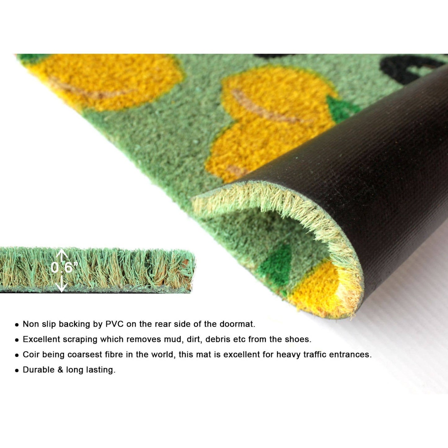 RugSmith Multi Tufted Hello Mangoes Doormat, 18" x 30"Heart