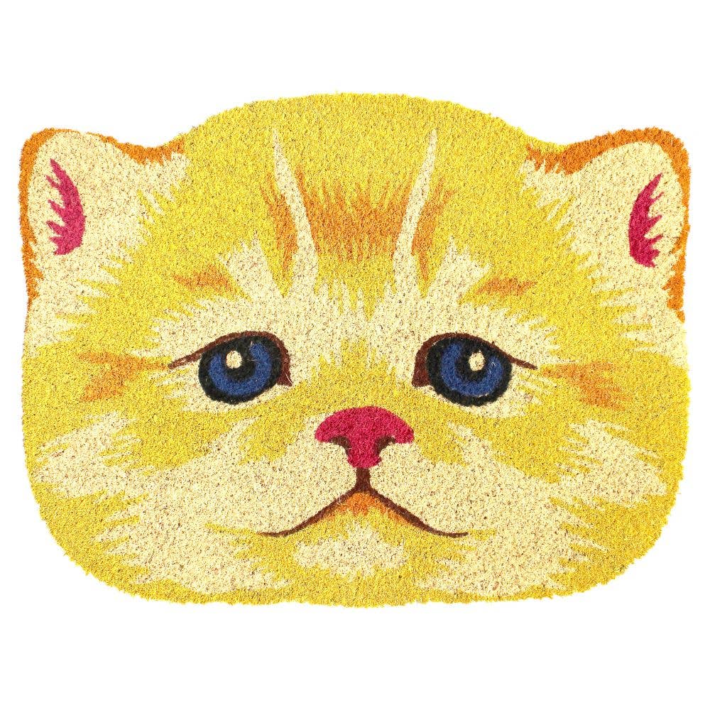 RugSmith Multi Tufted Yellow Cat face Doormat, 18" x 24"Heart