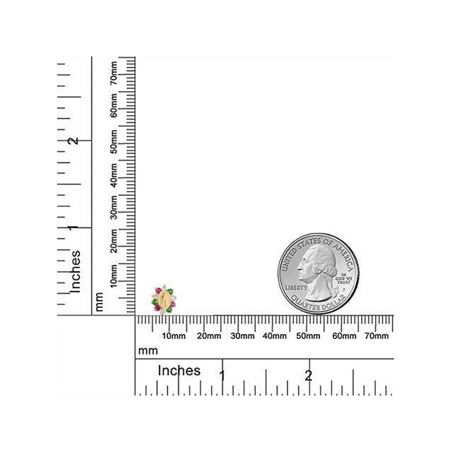 Tiny 14K Yellow Real Gold Red Green Red Cubic Zirconia CZ Religious Metal Virgin Mary Stud Earrings For Women For Teen