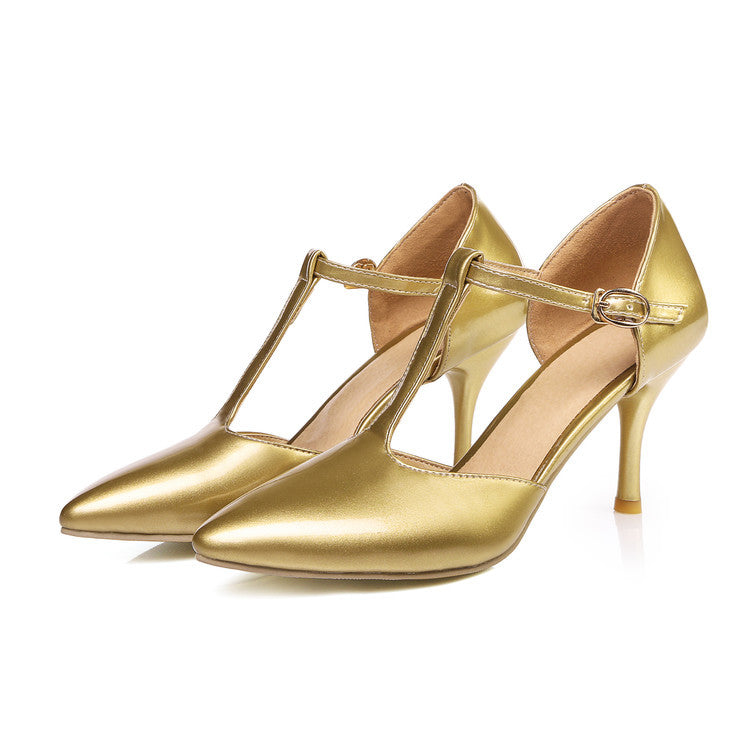 Color: Gold, Size: 42 - Red Bridal Shoes Sexy Pointed Stiletto Heel Shallow Mouth