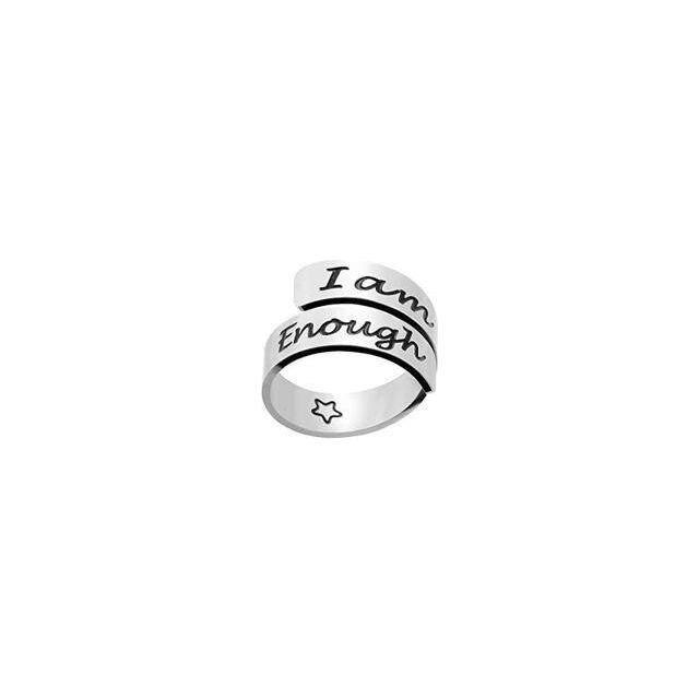 Inspirational Motivational Ring Adjustable Personalized Stainless Steel Spiral Wrap Twist Ring Encouragement Personalized Jewelry Birthday Gifts for Girls I am Enough