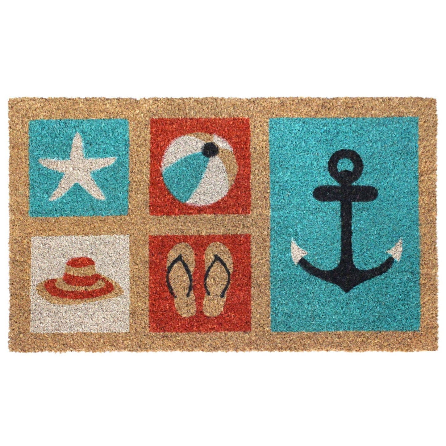 RugSmith Multi Machine Tufted Beach Doormat, 18" x 30"Heart