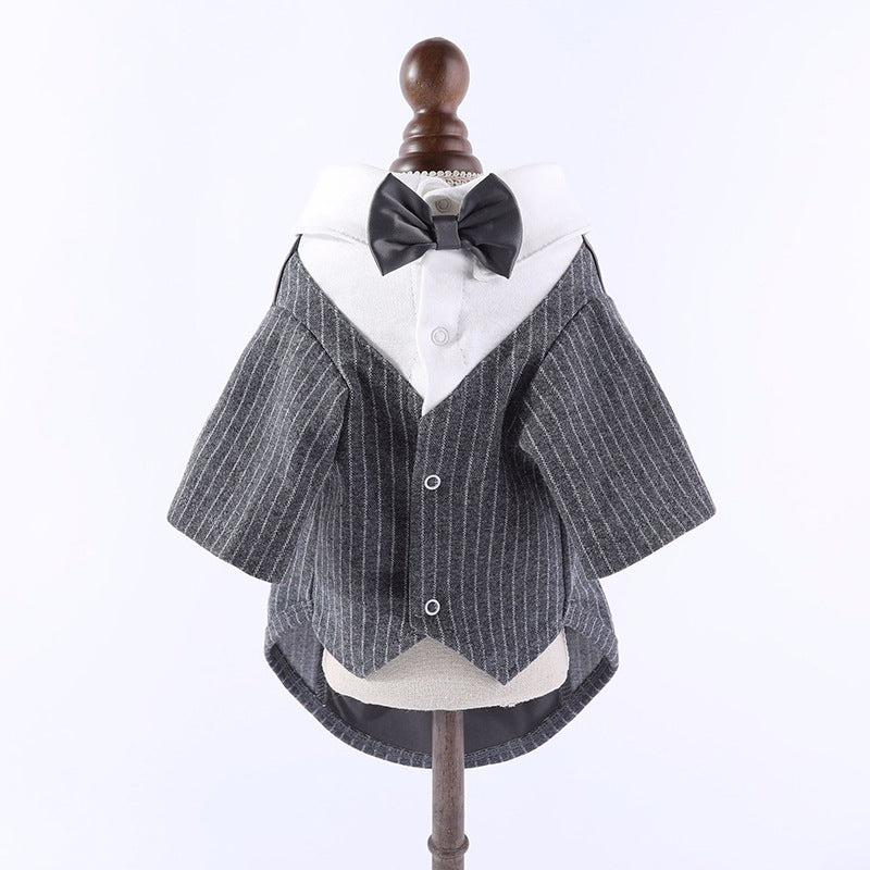 Color: Light Grey, Size: XL - Dog Suit Dress Dog Gentleman Suit Pet Teddy Wedding Cat Clothes