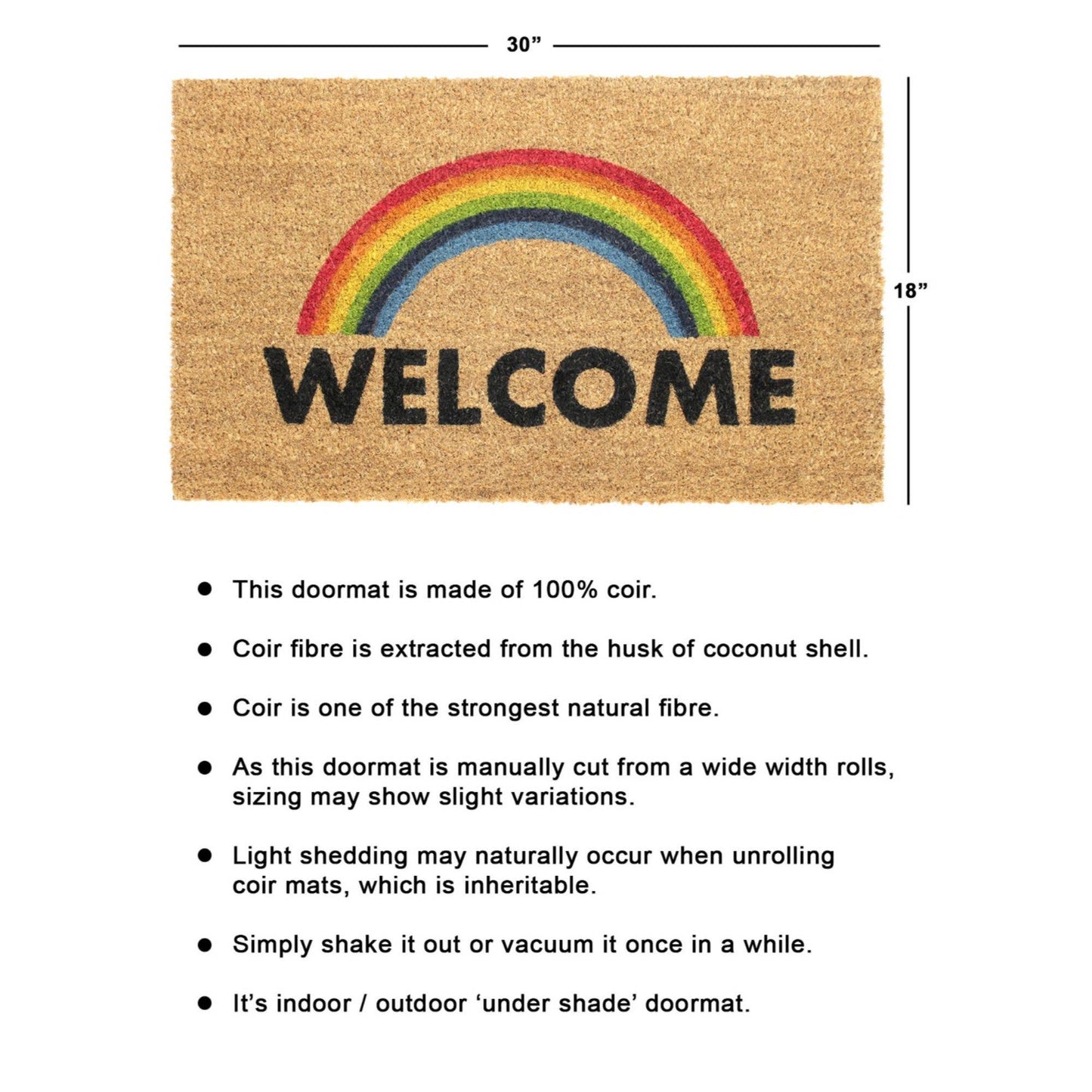 RugSmith Multi Tufted Welcome Rainbow Doormat, 18" x 30"Heart