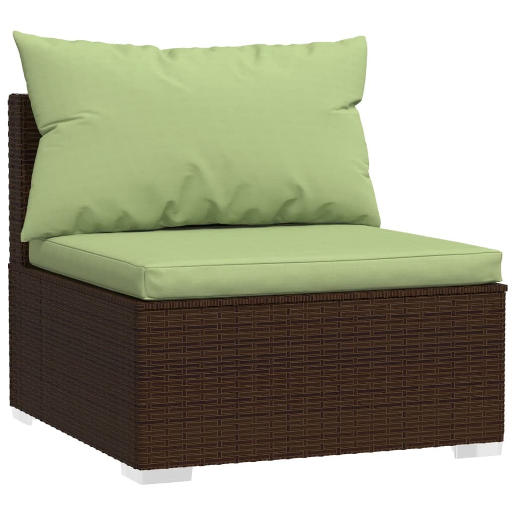 Garden Lounge Set Brown, Cushion Green