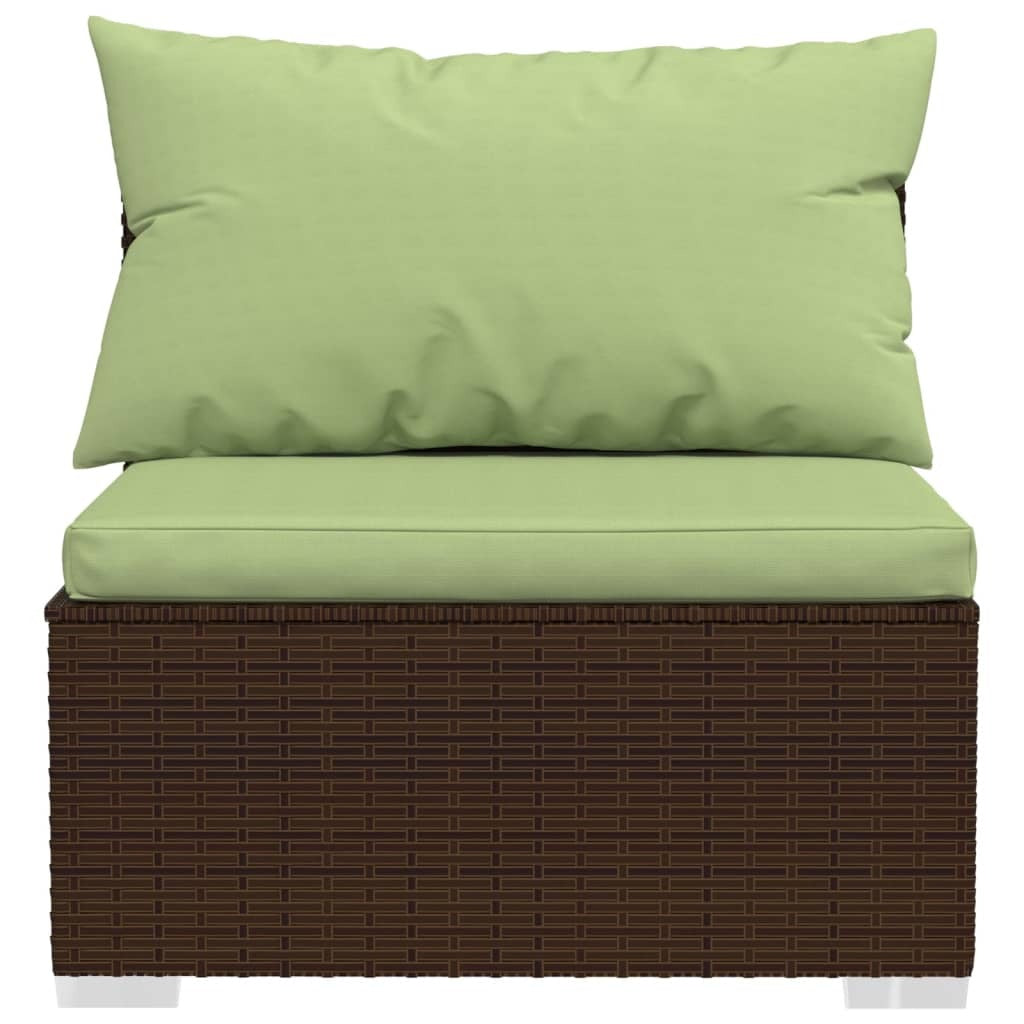 Garden Lounge Set Brown, Cushion Green