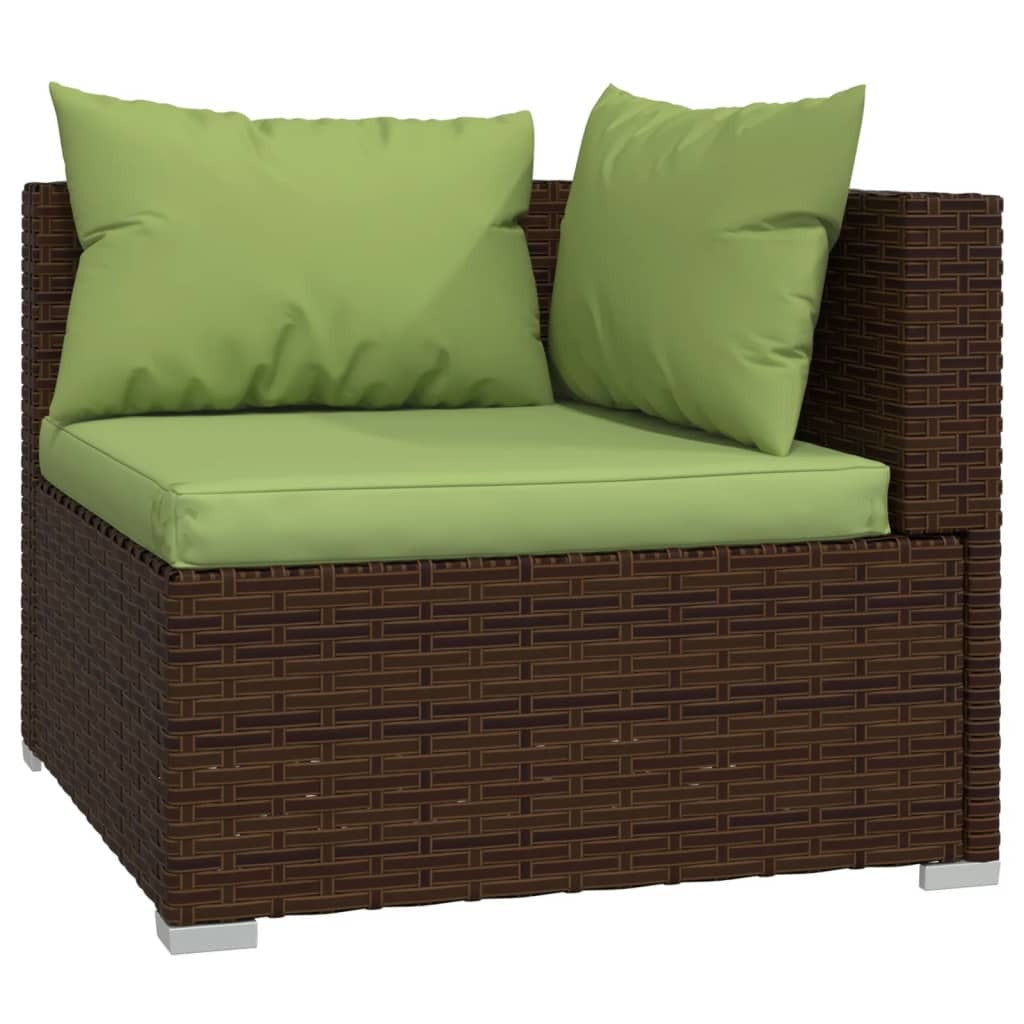 Garden Lounge Set Brown, Cushion Green