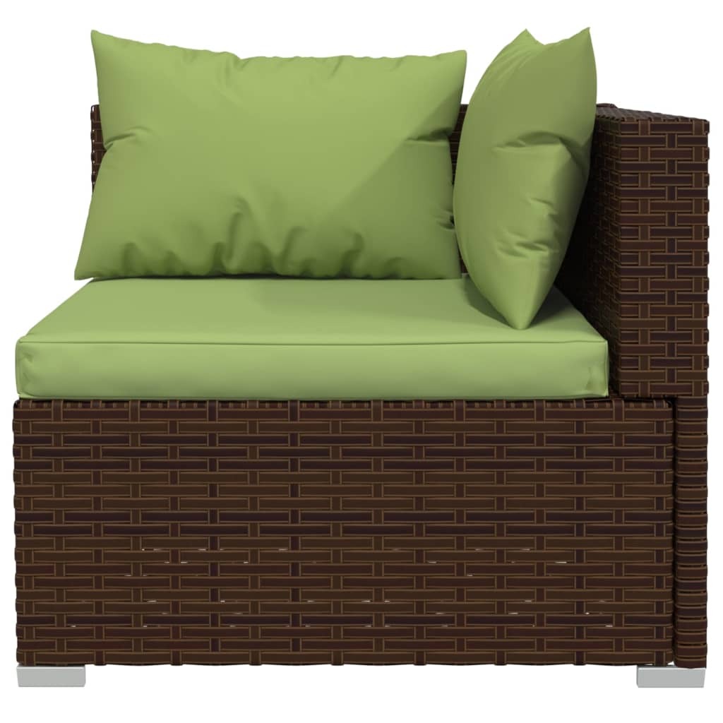 Garden Lounge Set Brown, Cushion Green