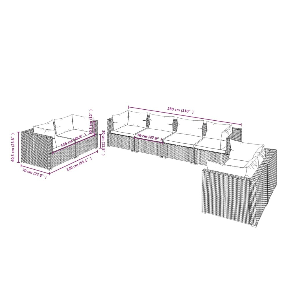 Garden Lounge Set Brown, Cushion Green