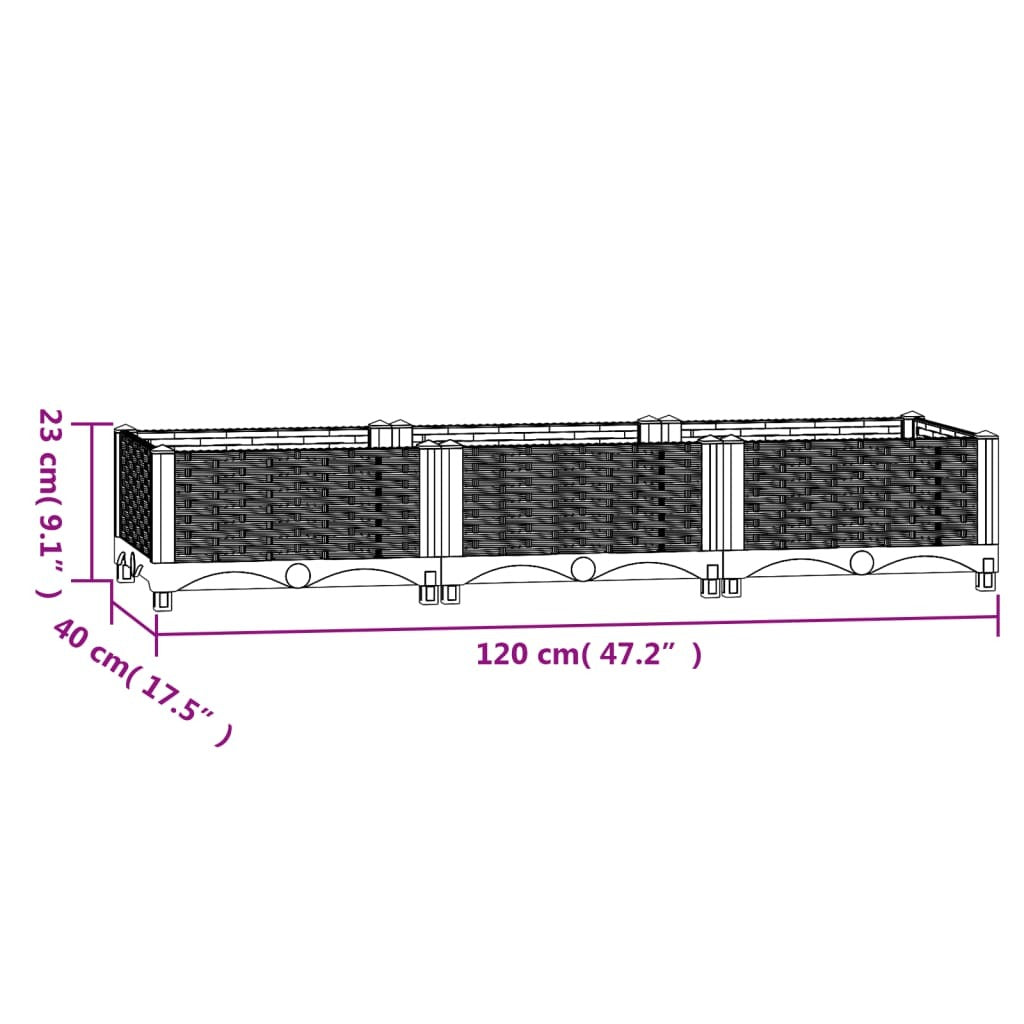 Raised Bed Blue Grey Polypropylene 47.2 x 15.7 x 9.1 in Durable