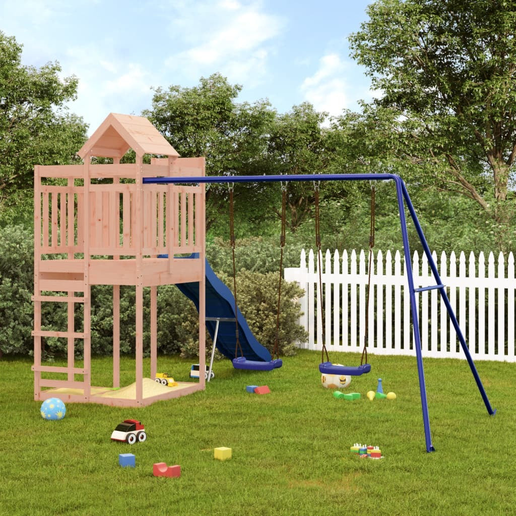 Outdoor Playset Natural wood, blue Solid douglas wood, Polypropylene
