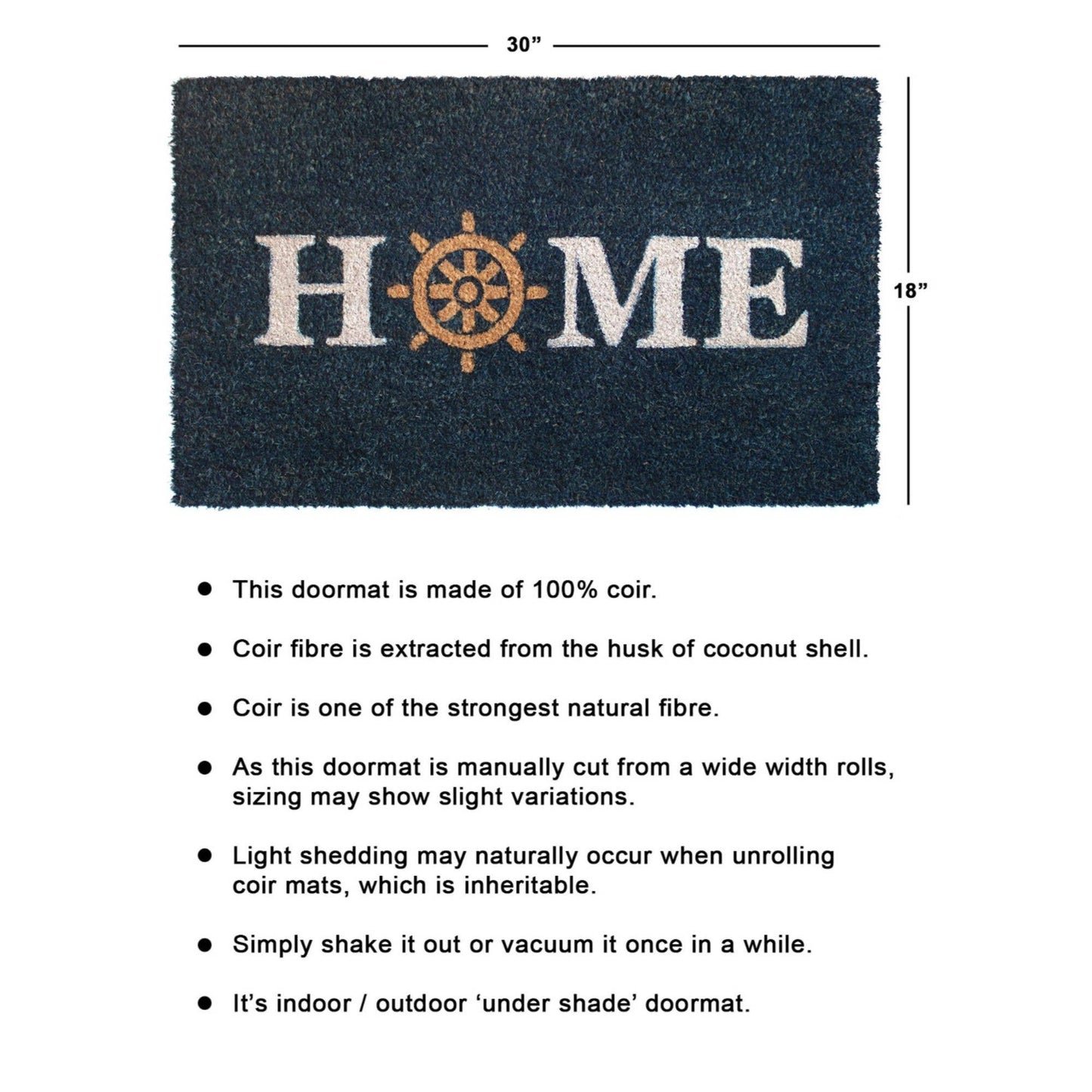 RugSmith White Home with anchor Doormat, 18" x 30"Heart