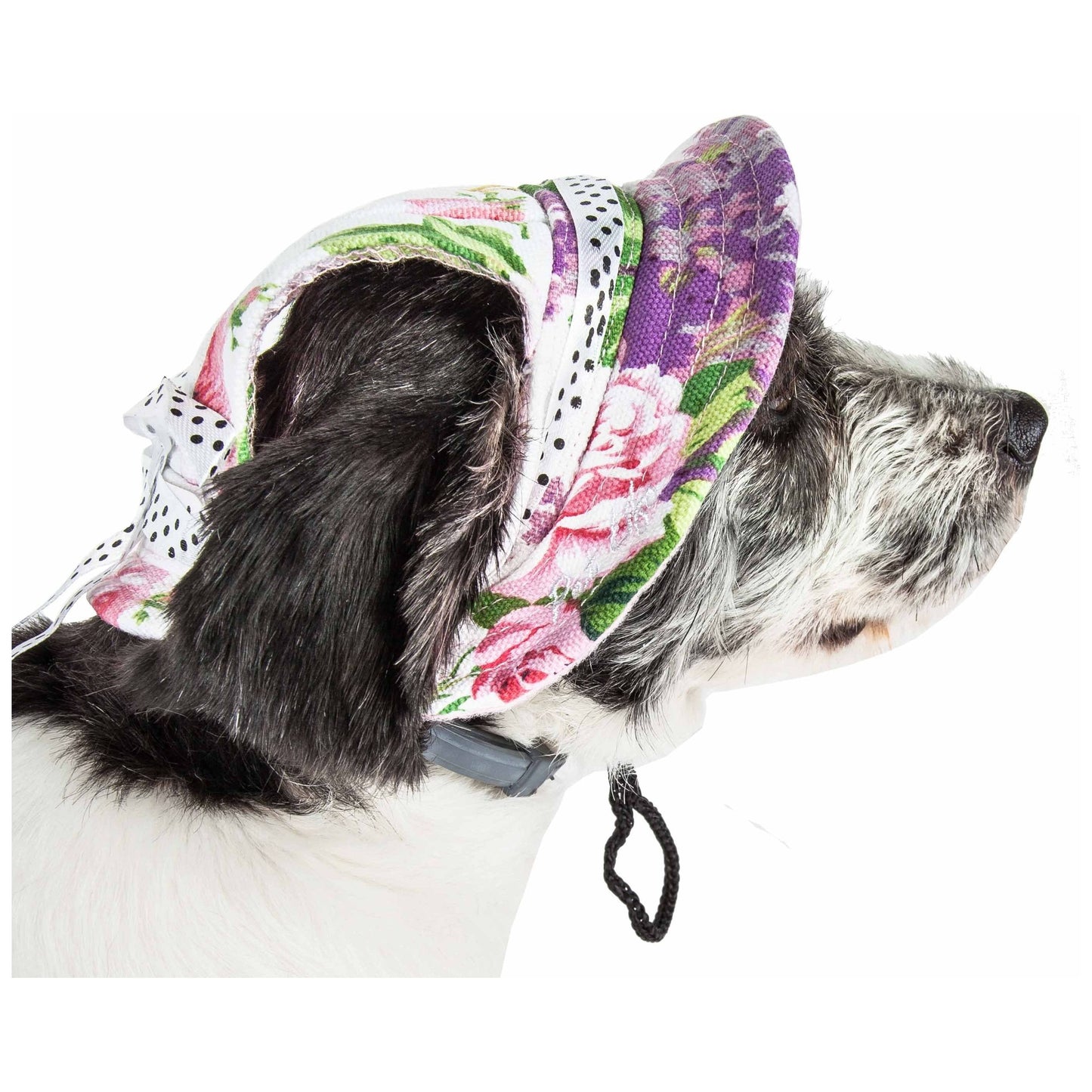 Pet Life 'botanic Bark' Floral Uv Protectant Adjustable Fashion Canopy Brimmed Dog Hat Cap - Large