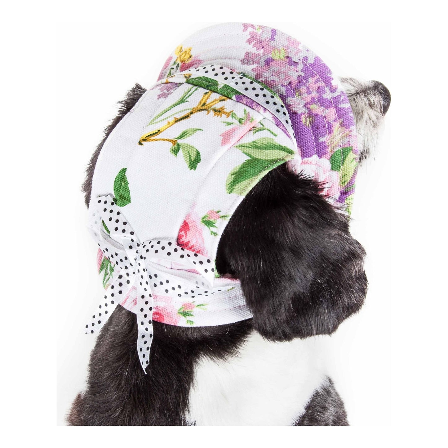 Pet Life 'botanic Bark' Floral Uv Protectant Adjustable Fashion Canopy Brimmed Dog Hat Cap - Large