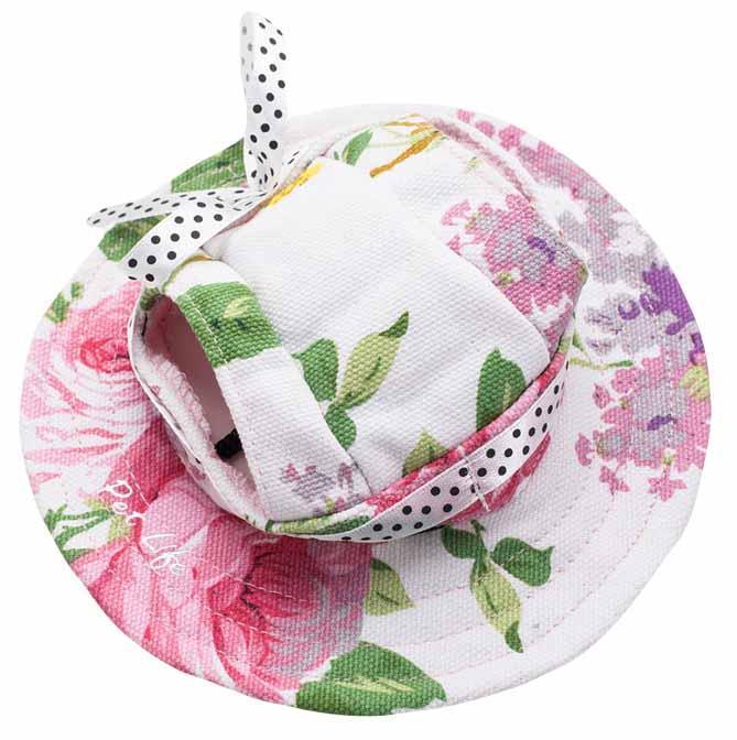 Pet Life 'botanic Bark' Floral Uv Protectant Adjustable Fashion Canopy Brimmed Dog Hat Cap - Large