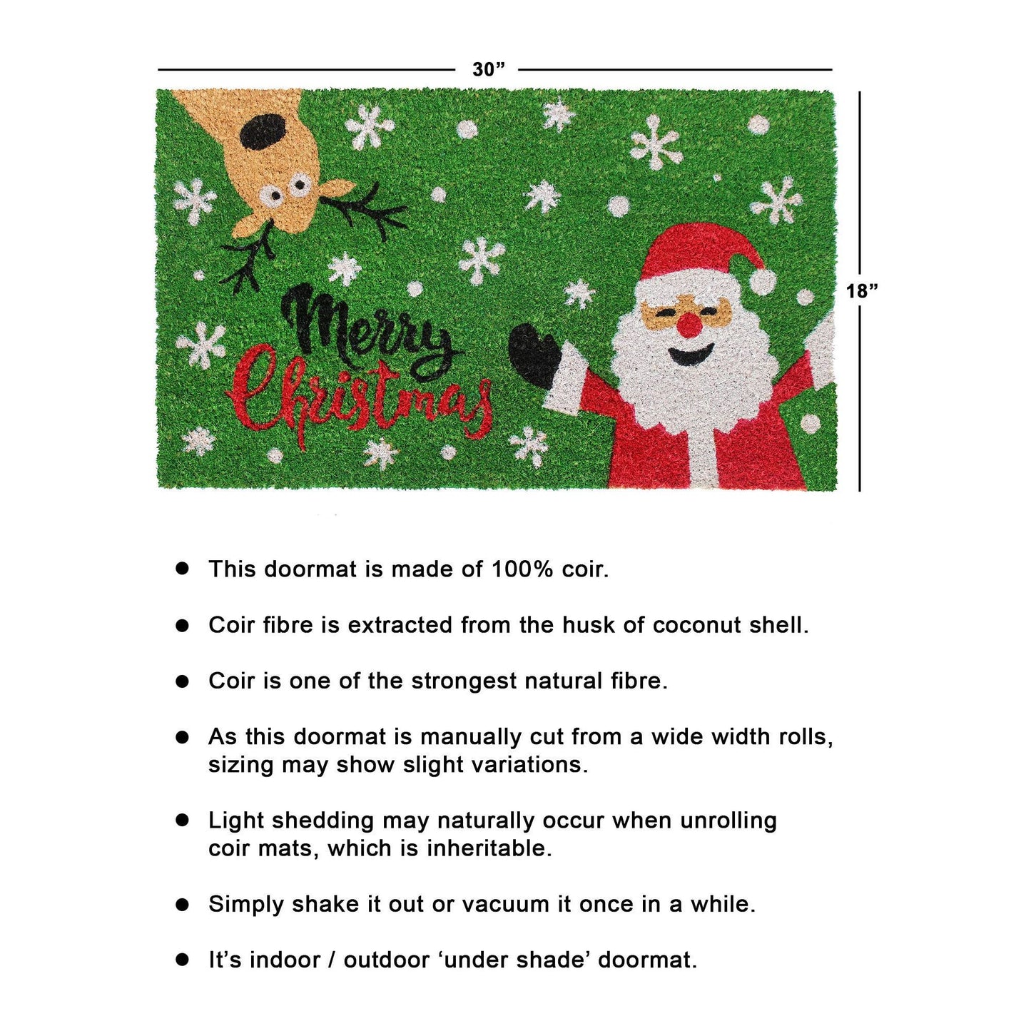 RugSmith Multi Santa Merry Christmas Doormat, 18" x 30"Heart