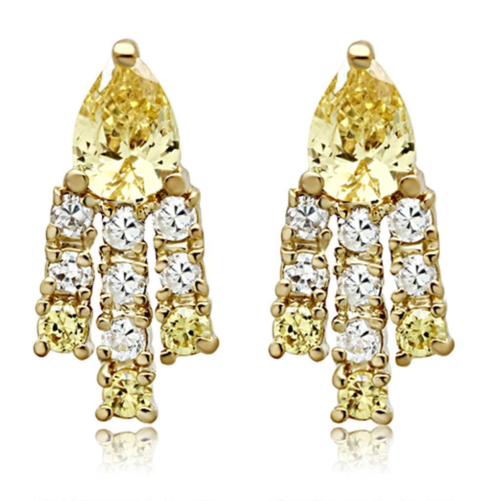 LO2429 - Gold Brass Jewelry Sets with AAA Grade CZ in Topaz