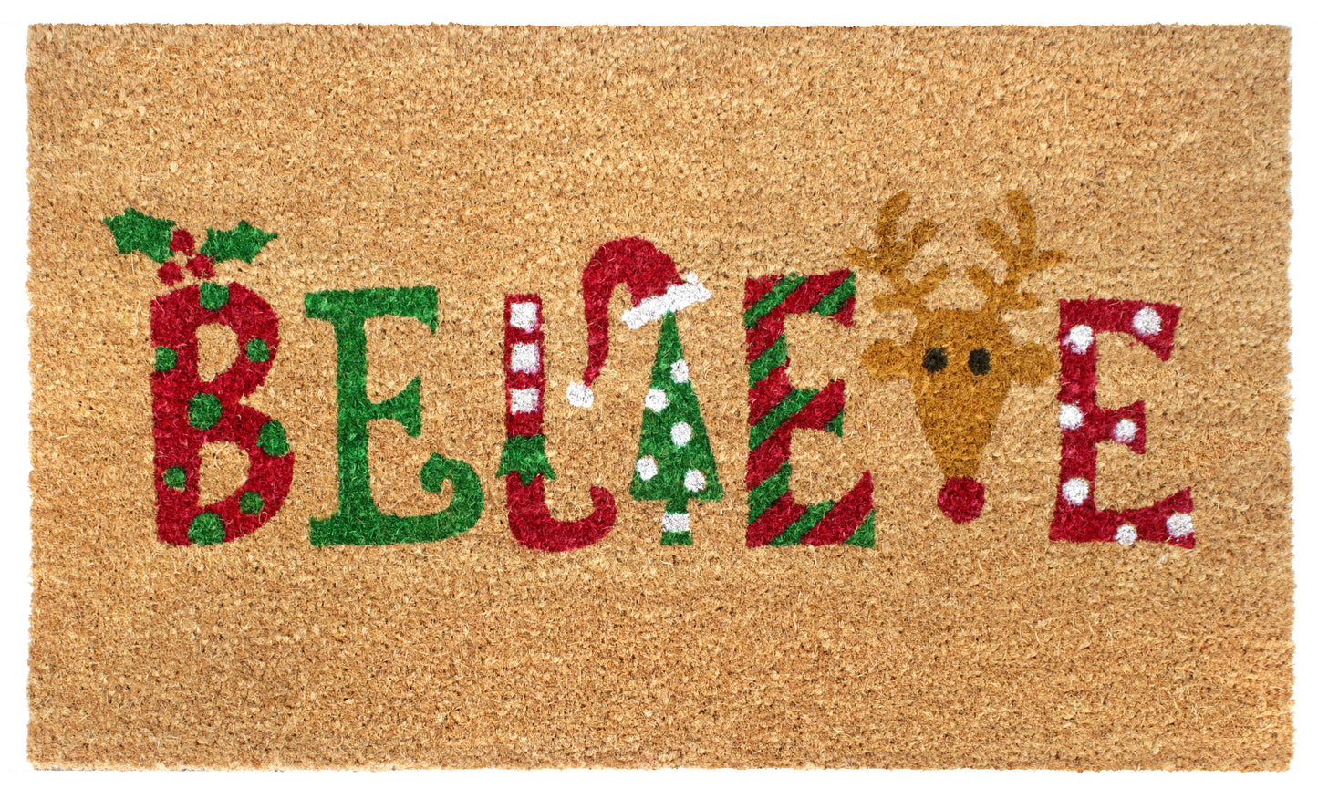 RugSmith Multi Machine Tufted Believe Doormat, 18" x 30"Heart