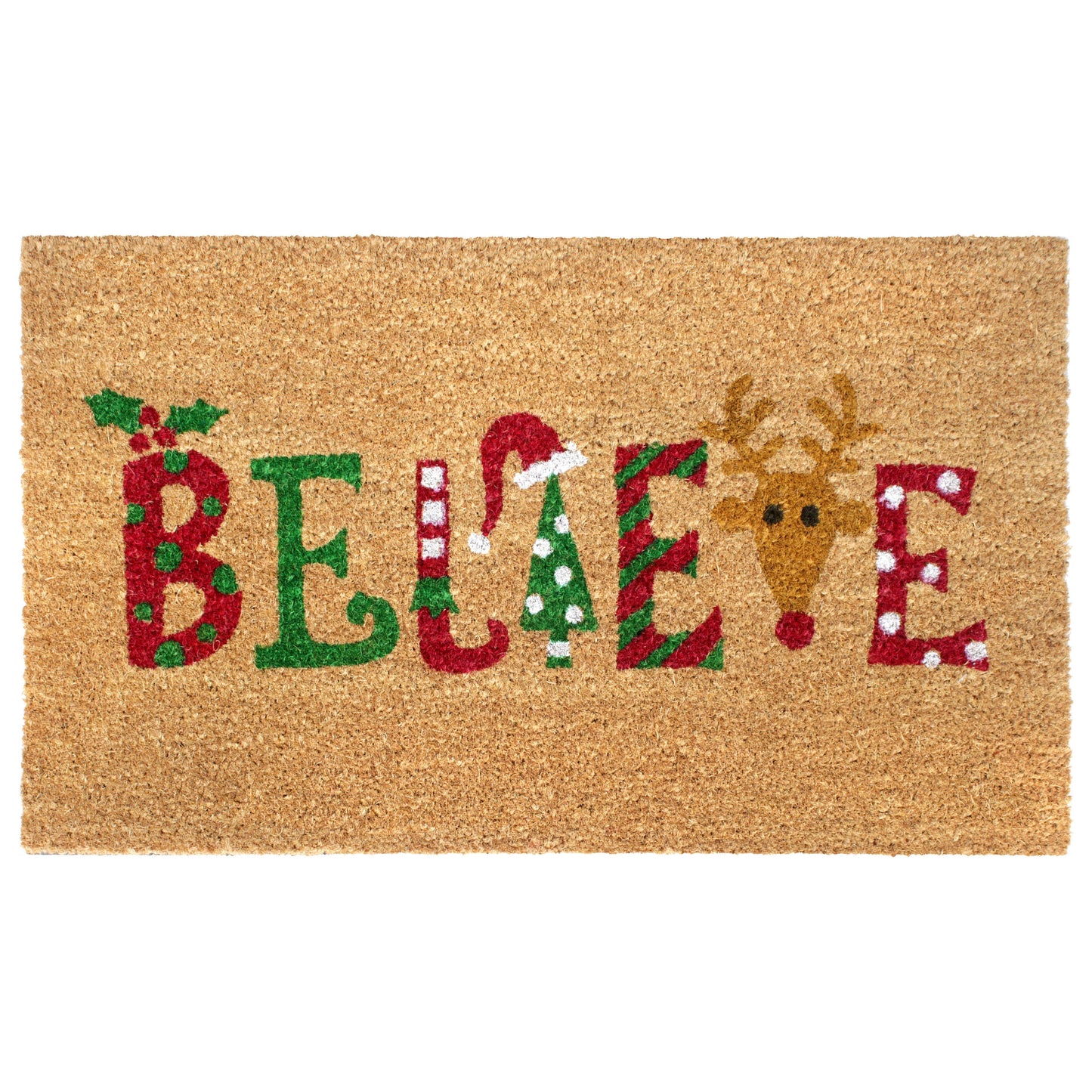 RugSmith Multi Machine Tufted Believe Doormat, 18" x 30"Heart