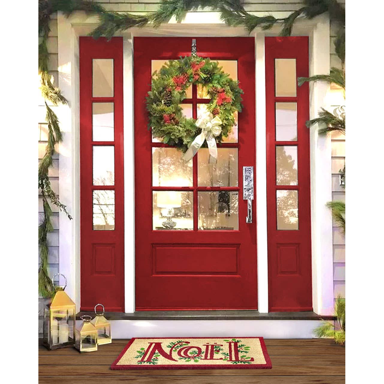 RugSmith Red Machine Tufted Noel Doormat, 18" x 30"Heart
