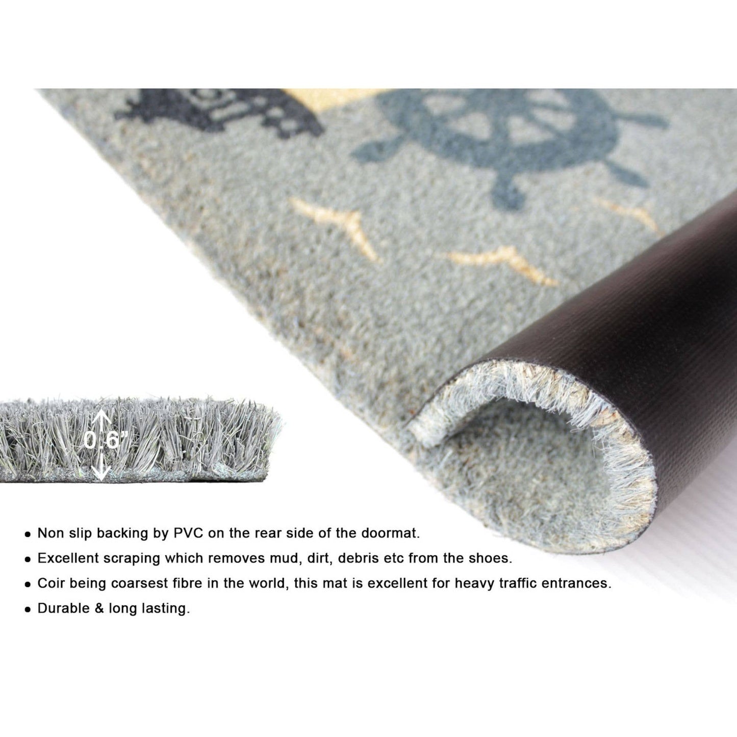 RugSmith Multi Tufted Light House Anchor Doormat, 18" x 30"Heart