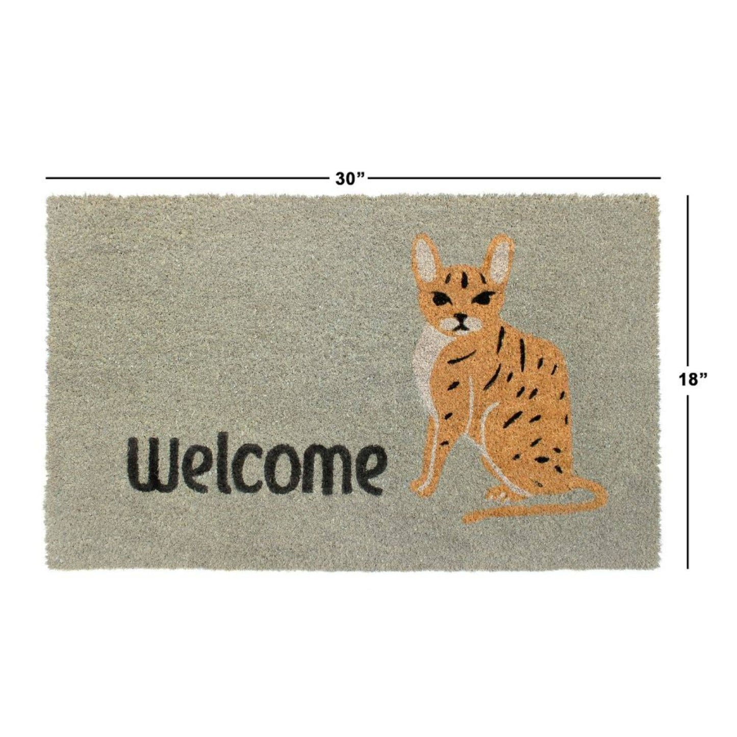 RugSmith Light Gray Cheetah Cat Coir Doormat, 18" x 30"Heart
