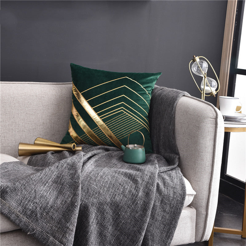 Color: Green, style: Pillow included-45x45cm, Size: - Light Luxury American Style Pillow Patch Leather Embroidered Cushion Sofa Cushion