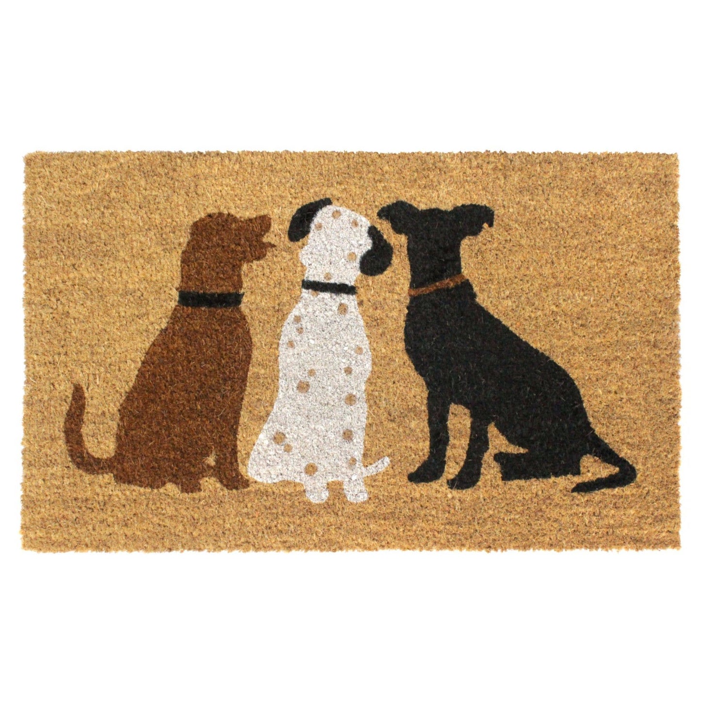 RugSmith White Machine Tufted Dogs Doormat, 18" x 30"Heart