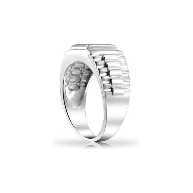 Mens Geometric Square Invisible Cut CZ Grooved Band Style Engagement Ring Pinky Ring For Men 925 Sterling Silver
