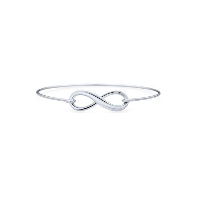 Thin Minimalist Love Knot Infinity Bangle Bracelet For Teen For Women For Girlfriend 925 Sterling Silver