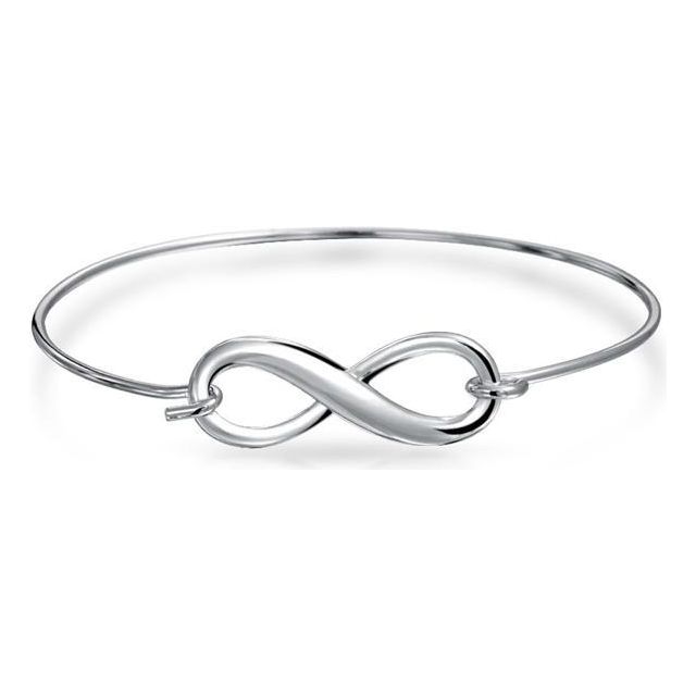 Thin Minimalist Love Knot Infinity Bangle Bracelet For Teen For Women For Girlfriend 925 Sterling Silver