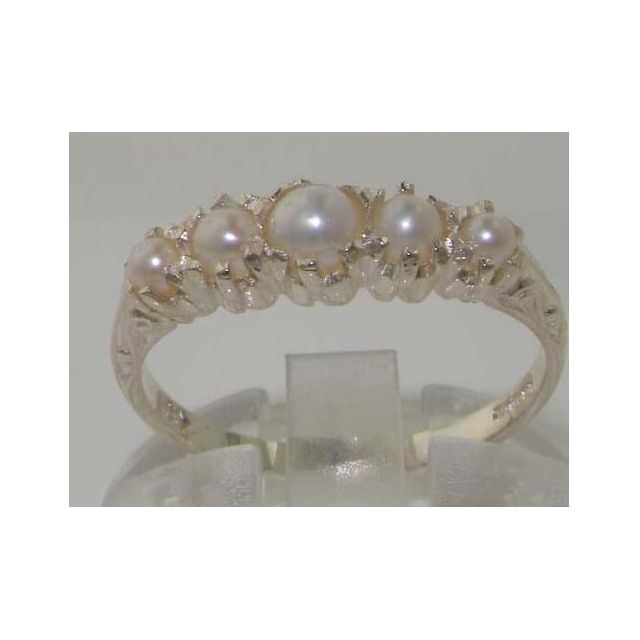 Solid 925 Sterling Silver Genuine Natural Pearl VINTAGE style Ring - Size 11.5 - Finger Sizes 4 to 12 Available