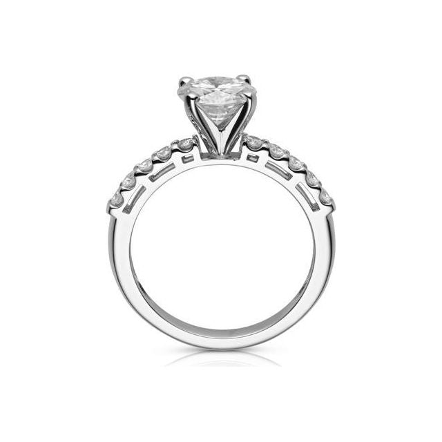 White Gold Moissanite by Charles & Colvard 7.5mm Round Engagement Ring-size 6, 1.80cttw DEW