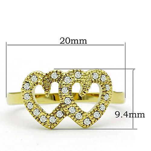 TK1398 - IP Gold(Ion Plating) Stainless Steel Ring with Top Grade Crystal in Clear