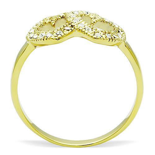 TK1398 - IP Gold(Ion Plating) Stainless Steel Ring with Top Grade Crystal in Clear