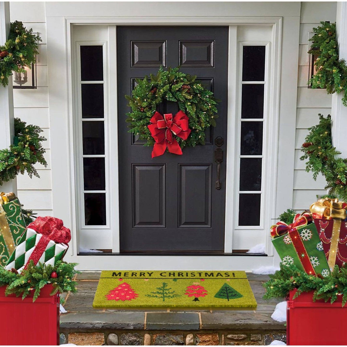 RugSmith Red Holiday Tree Merry Christmas Area Rug, 18"x30"Heart