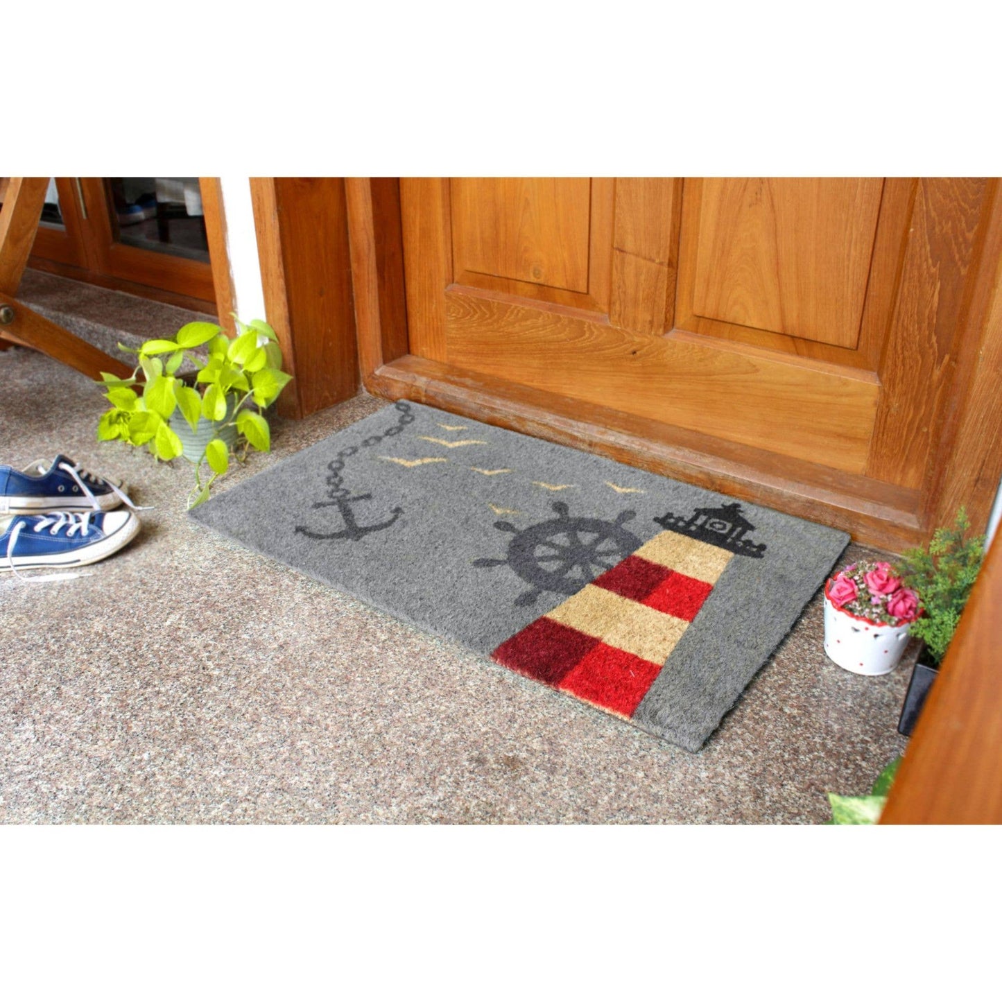 RugSmith Multi Tufted Light House Anchor Doormat, 18" x 30"Heart