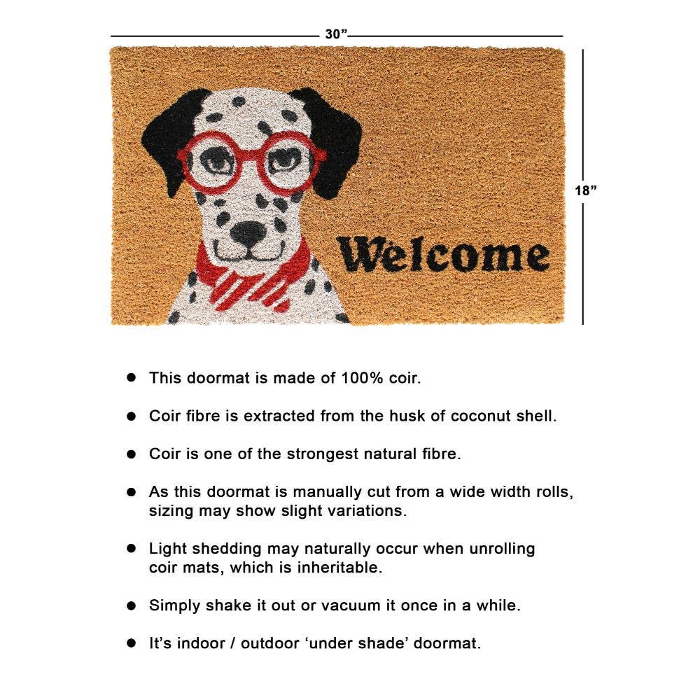 RugSmith Natural Machine Tufted Dalmatian Welcome, 18" x 30"Heart