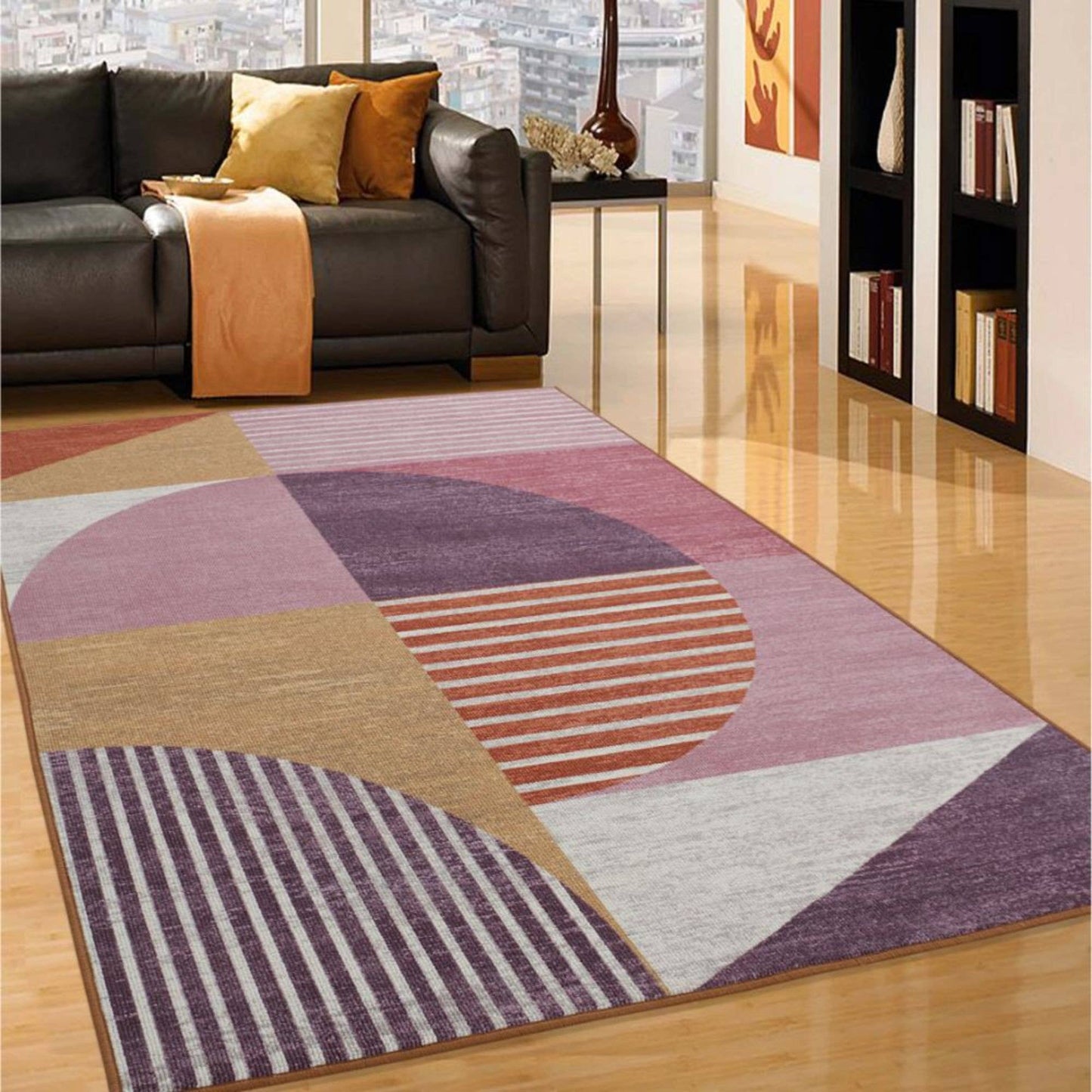 RugSmith Mustard Mondrian Geometric Area Rug, 5' x 7'Heart