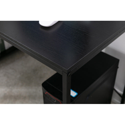 Computer Desk 48" with Storage Shelves Student Study Writing Table for Home Office Modern Simple Style PC Laptop Table Rustic Black Metal Frame Black