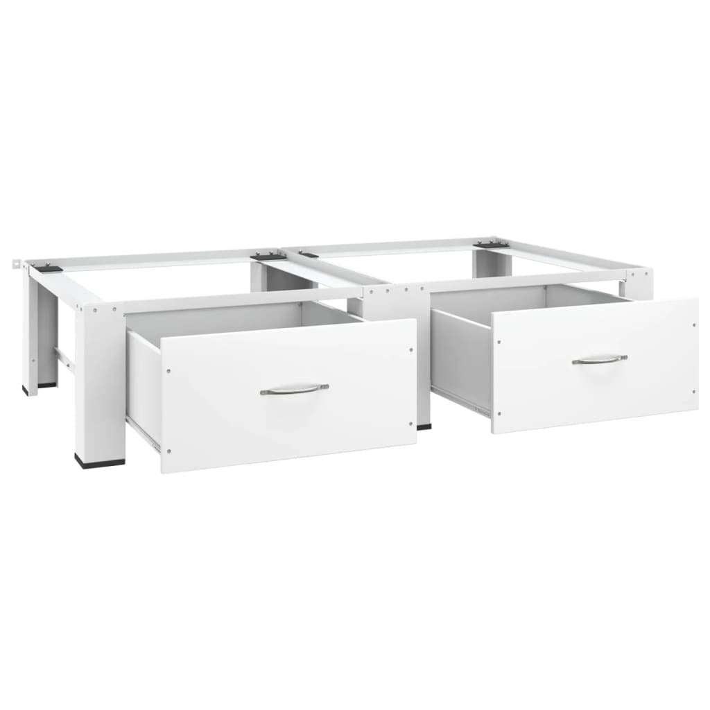 Washing and Drying Machine Pedestal with Pull-out Shelves White