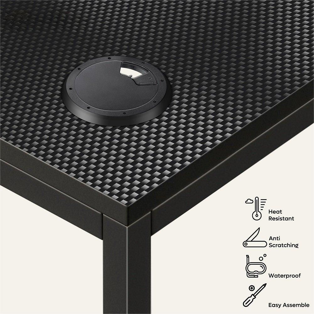 86.6 Inch L Shape Desk With Shelf 2 Persons Long Table Black