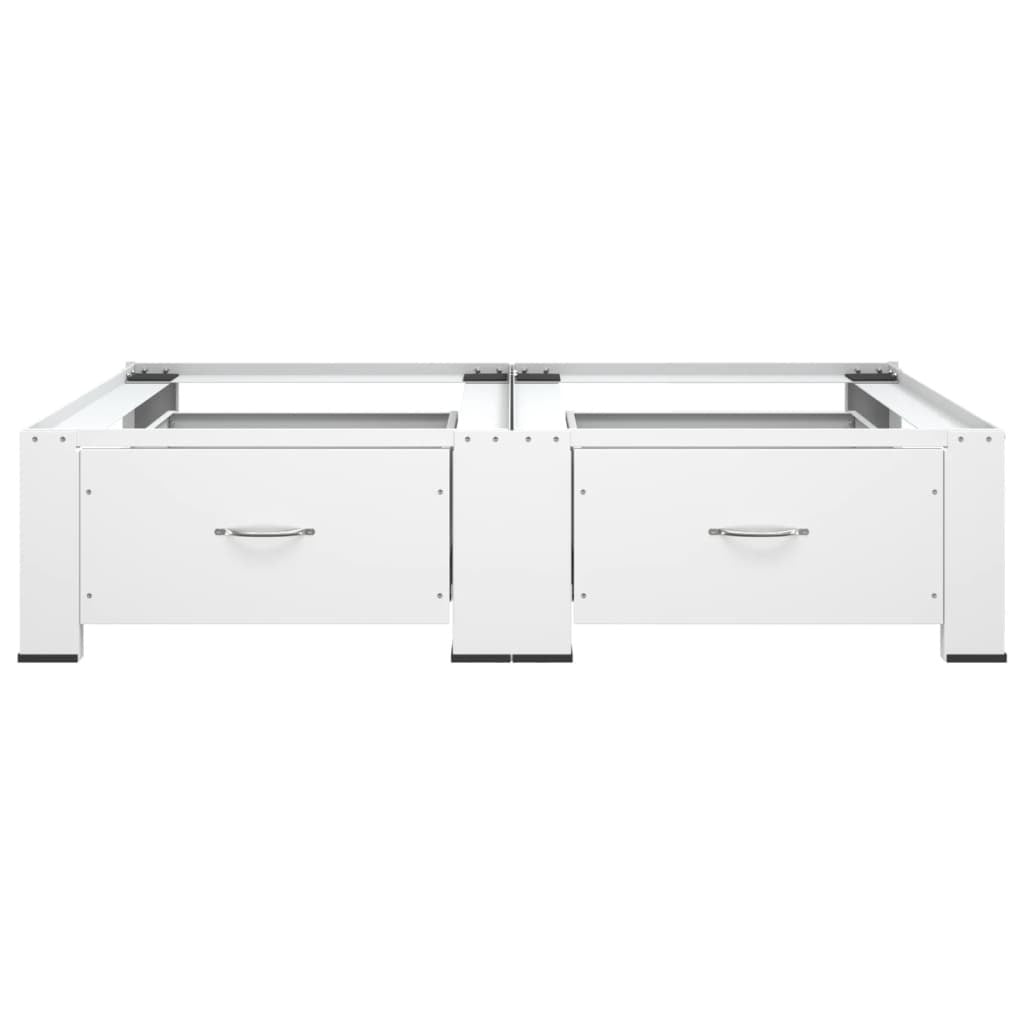 Washing and Drying Machine Pedestal with Pull-out Shelves White