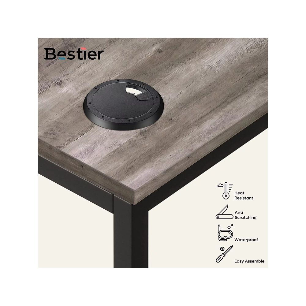 86.6 Inch L Shape Desk With Shelf 2 Persons Long Table Black