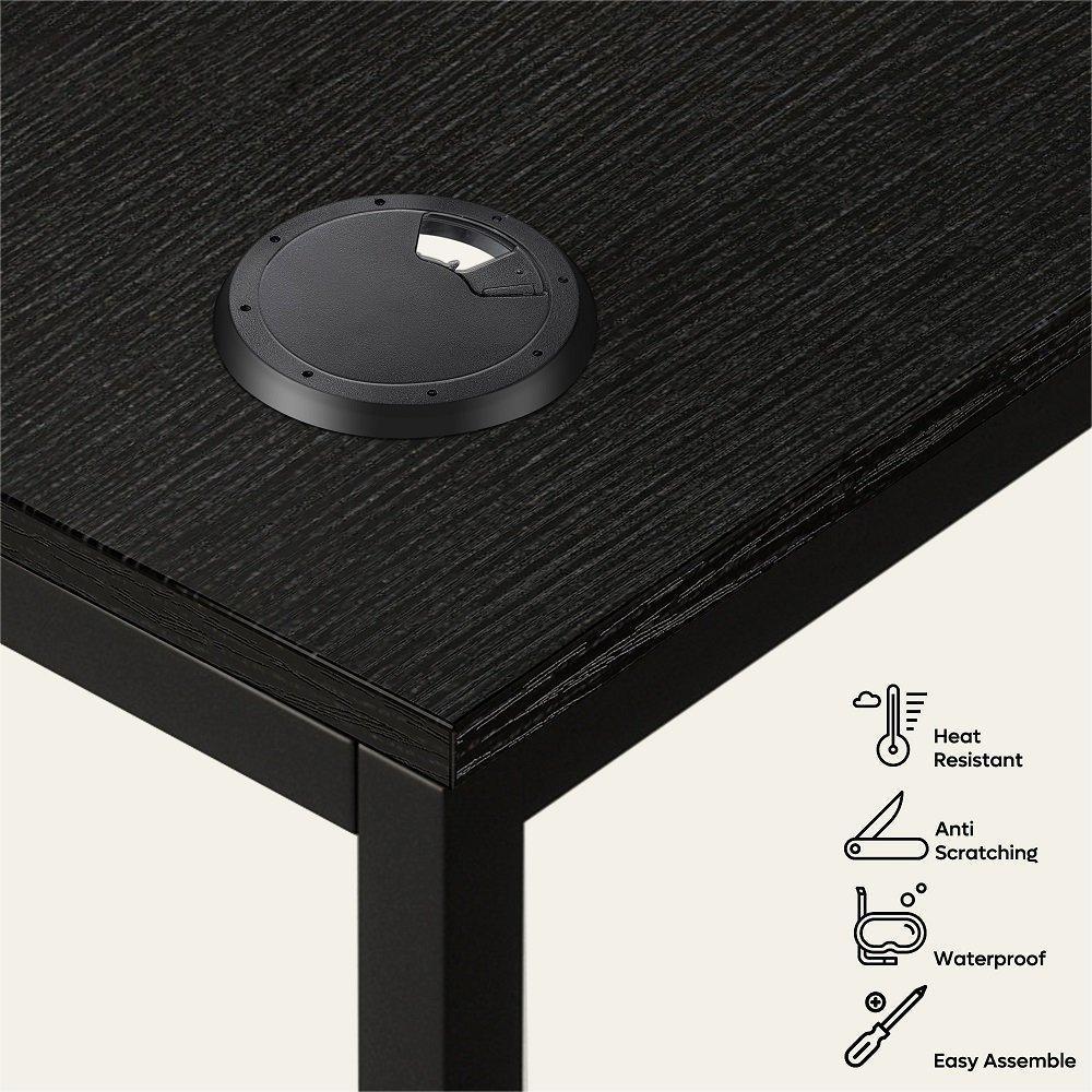 86.6 Inch L Shape Desk With Shelf 2 Persons Long Table Black