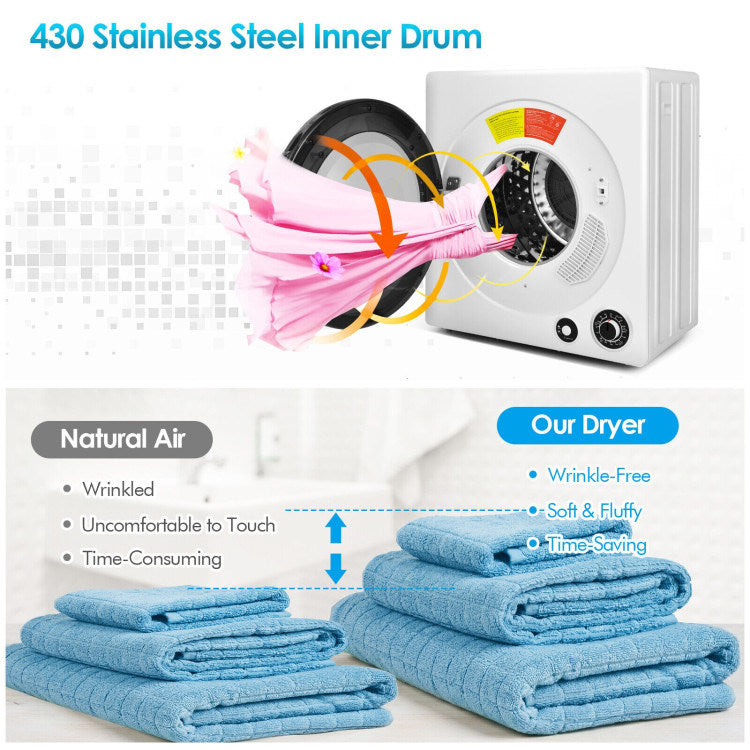 Compact Electric Tumble Laundry Dryer with Stainless Steel Tub