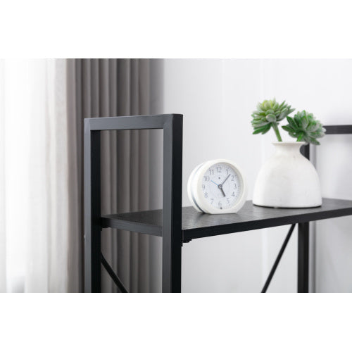 Computer Desk 48" with Storage Shelves Student Study Writing Table for Home Office Modern Simple Style PC Laptop Table Rustic Black Metal Frame Black